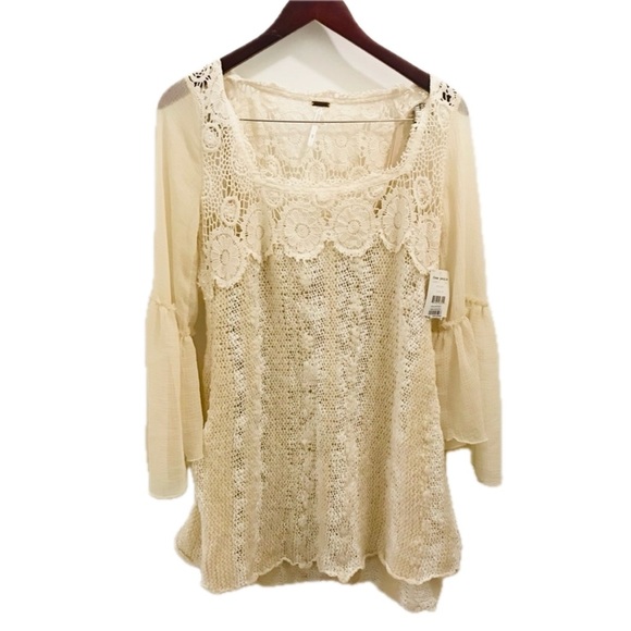 NWT Free People Aurora Crochet Knit Dress medium cream white ivory - Picture 2 of 9